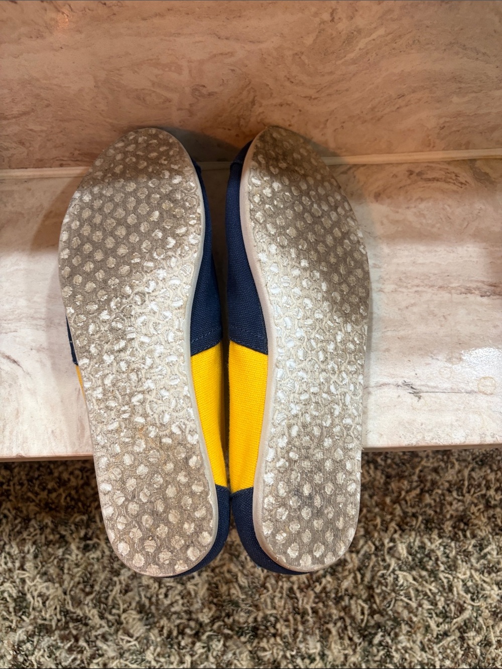 Toms Women’s Slip-On Sneakers in Navy and Yellow Canvas - Picture 2 of 4